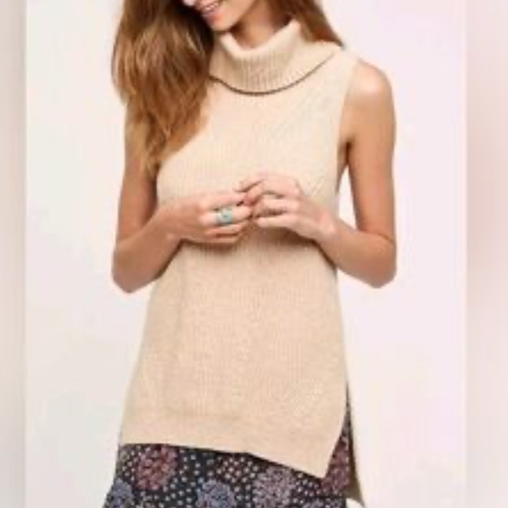 Angel of the North by Anthropologie Turtleneck cowl sleeveless Sweater Sz S‎